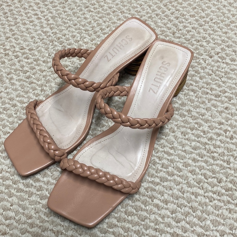 Schutz braided block heel